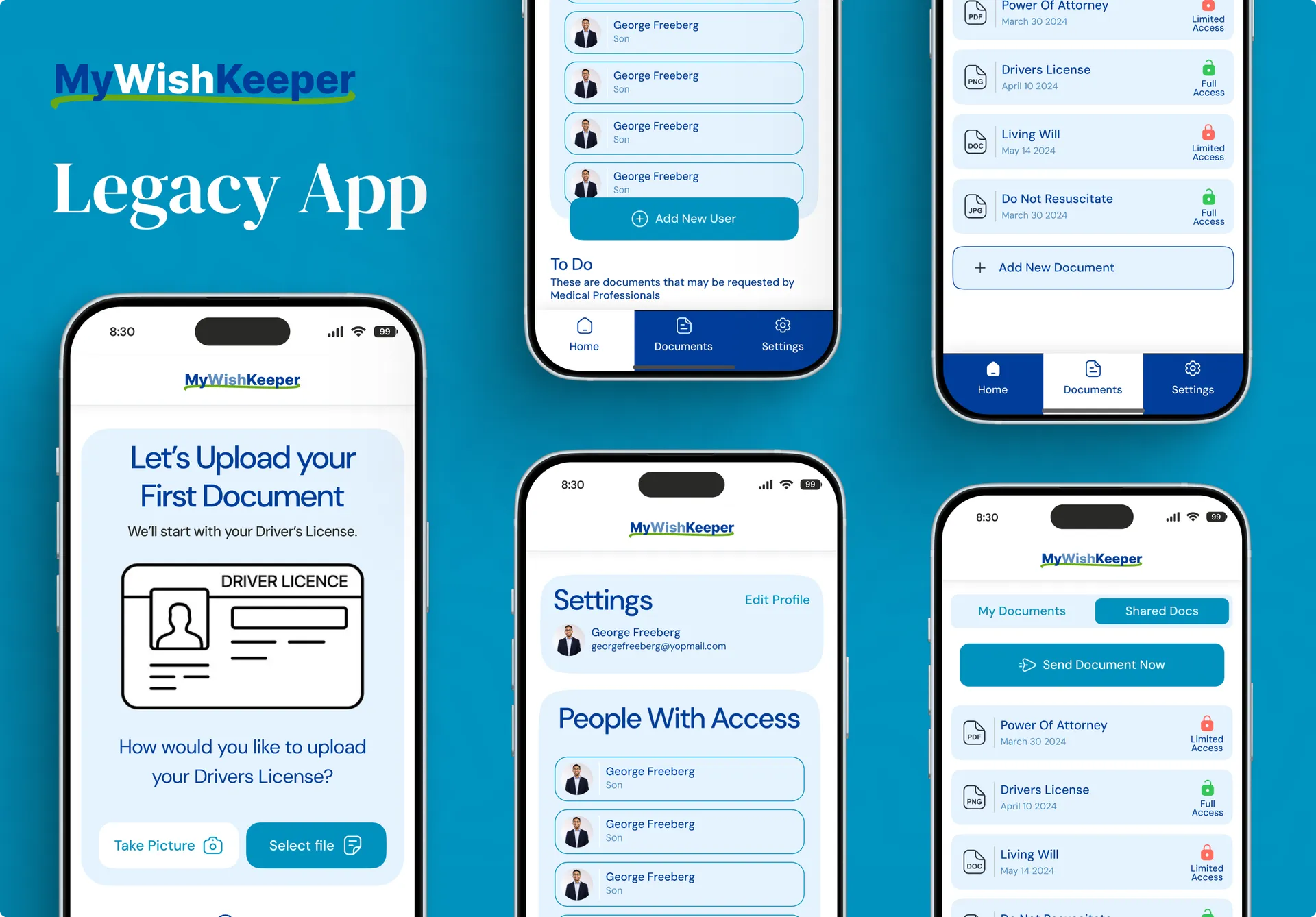 MyWishKeeper Document Vault Dashboard | Estate Plan UI
